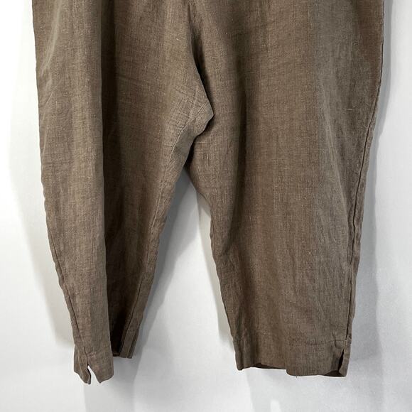 J. Jill Woven Linen Pants Neutrals Plus Size 4X Cropped Length Brown Lagenlook - Picture 3 of 4